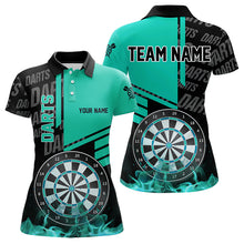 Load image into Gallery viewer, Black And Turquoise Darts Shirts For Women Custom Darts League Team Jerseys Darts Polo &amp; 1/4 Zip TDM3413