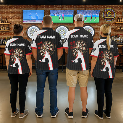 Personalized Darts Polo & Quater Zip For Women Custom Darts Tournament Team Jersey |Red TDM6067