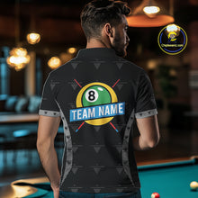 Load image into Gallery viewer, Custom Black Billiard Jerseys Polo &amp; Quarter Zip For Men, 8 Ball Pool Billiard Team Shirts TDM3979