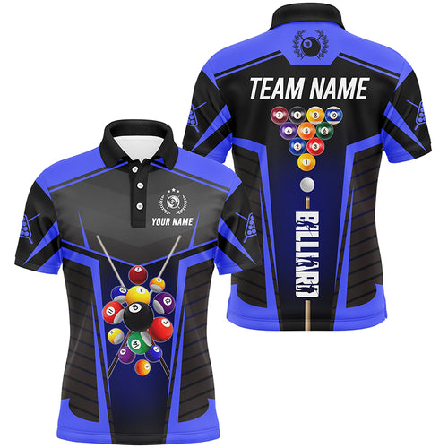 Personalized Blue Jersey 10 Ball Billiard Shirt For Men Custom 3D Billiard Balls Pool League Shirts TDM1806