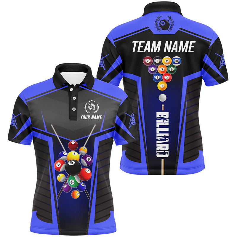 Personalized Blue Jersey 10 Ball Billiard Shirt For Men Custom 3D Billiard Balls Pool League Shirts TDM1806