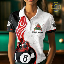 Load image into Gallery viewer, Personalized 8 Ball Pool Crown Billiard Shirt For Women Custom Pool Jersey Billiard Team Shirt |Red TDM4180