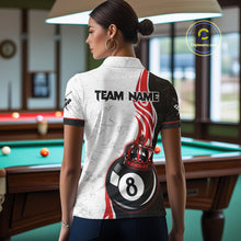 Load image into Gallery viewer, Personalized 8 Ball Pool Crown Billiard Shirt For Women Custom Pool Jersey Billiard Team Shirt |Red TDM4180