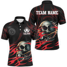 Load image into Gallery viewer, Funny Skull 8 Ball Pool Custom Men Billiard Polo &amp; Quarter-Zip Shirts, Billiard 8 Ball Jerseys |Red TDM2007