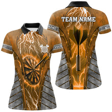 Load image into Gallery viewer, Personalized Orange Dartboard Thunder Lightning Darts Shirts For Women, Team League Darts Jerseys TDM2217