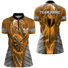 Load image into Gallery viewer, Personalized Orange Dartboard Thunder Lightning Darts Shirts For Women, Team League Darts Jerseys TDM2217