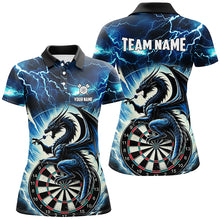 Load image into Gallery viewer, Lightning Thunder Dragon Custom Blue Darts Polo &amp; 1/4 Zip Shirts For Women, Darts Team League Jerseys TDM2477