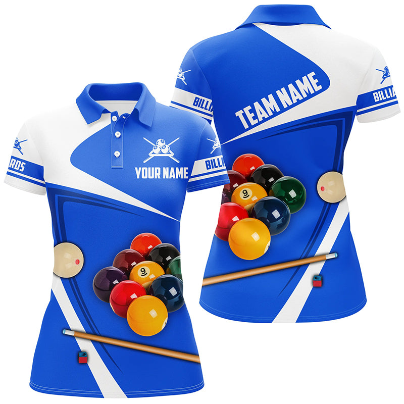 Personalized Billiard Ball Blue Version 3D Polo Shirts For Women Custom Billiard Team Uniform Shirts TDM0348