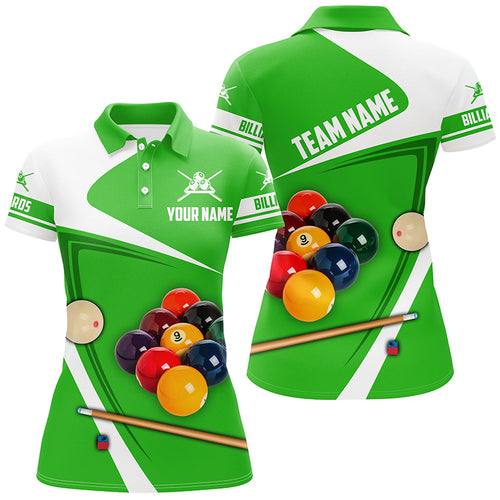 Personalized Billiard Ball Green Version 3D Women Polo Shirts Custom Billiard Team Uniform Shirts TDM0349
