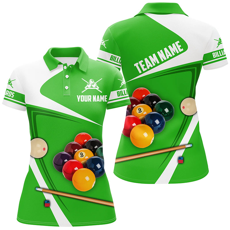 Personalized Billiard Ball Green Version 3D Women Polo Shirts Custom Billiard Team Uniform Shirts TDM0349