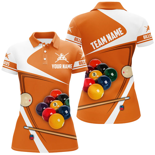 Personalized Billiard Ball Orange Version 3D Women Polo Shirts  Custom Billiard Team Uniform Shirts TDM0350