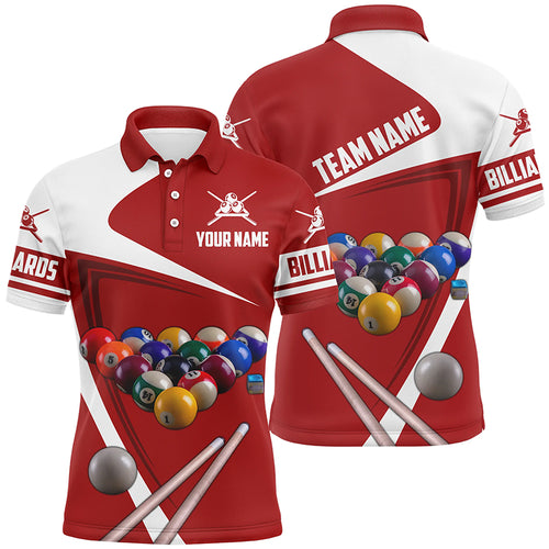 Personalized Red Billiard 3D Printed Men Polo Shirts Custom Billiard Team Uniform Shirts TDM0352
