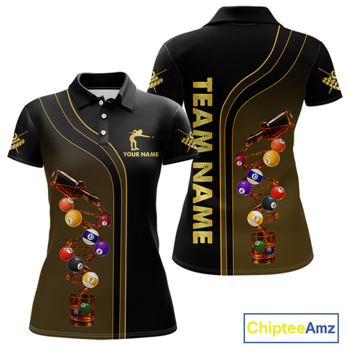Funny DNA Wine Billiard Shirt For Women Custom Pool Team Shirts, Billiard Jersey Polo & Zip |Yellow TDM5193