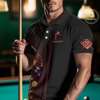 Funny DNA Wine Billiard Shirt For Men Custom Pool Team Shirts, Billiard Jersey Polo & 1/4 Zip|Red TDM5194