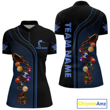 Load image into Gallery viewer, Funny DNA Wine Billiard Shirt For Women Custom Pool Team Shirts, Billiard Jersey Polo &amp; 1/4 Zip|Blue TDM5195