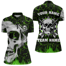 Load image into Gallery viewer, Personalized Green Fiery Crack Skull Dart Shirts Custom Scary Dart Shirts For Women Dart Jerseys TDM3418