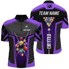 Load image into Gallery viewer, Personalized Purple Jerseys Billiard Balls Men Polo &amp; 1/4 Zip Shirts Custom 3D Pool League Shirts TDM1610