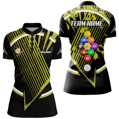 Personalized Billiard Ball 9 Tournament Sport Shirts For Women Custom Yellow 9 Ball Pool Team Jerseys TDM1814
