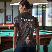 Load image into Gallery viewer, Personalized 9 Ball Tribal Billiard Shirts For Women Custom Grim Reaper 9 Ball Pool Team Jerseys TDM4184