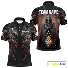 Load image into Gallery viewer, Personalized 9 Ball Tribal Billiard Shirts For Men Custom Grim Reaper 9 Ball Pool Team Jerseys TDM4184