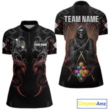 Load image into Gallery viewer, Personalized 9 Ball Tribal Billiard Shirts For Women Custom Grim Reaper 9 Ball Pool Team Jerseys TDM4184