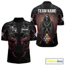 Load image into Gallery viewer, Personalized 9 Ball Tribal Billiard Shirts For Men Custom Grim Reaper 9 Ball Pool Team Jerseys TDM4184