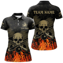 Load image into Gallery viewer, Personalized Skull 8 Ball Pool Billiard Shirts For Women Custom Fire Flame Billiard Clothing Jerseys TDM2226