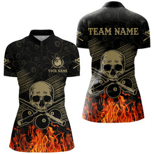 Load image into Gallery viewer, Personalized Skull 8 Ball Pool Billiard Shirts For Women Custom Fire Flame Billiard Clothing Jerseys TDM2226