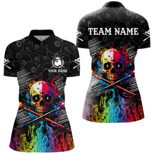 Load image into Gallery viewer, Personalized Colorful Skull Fire Billiard Shirts For Women Custom 8 Ball Pattern Billiard Jerseys TDM2228