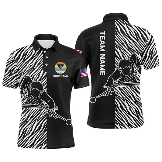 Personalized Billiard Player 3D All Over Print Zebra Pattern Billiard Polo Shirts For Men TDM0105