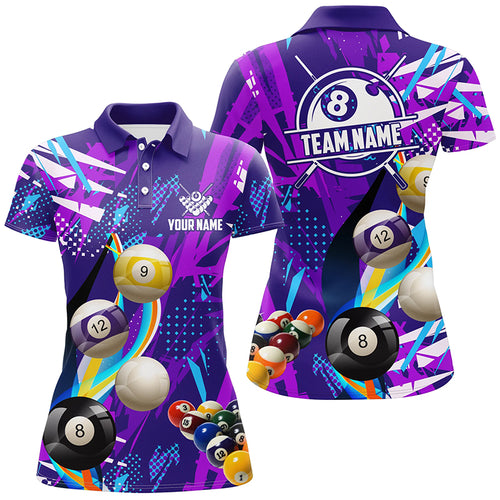 Personalized Purple Billiard Balls Polo Shirts For Women Custom Colorful Billiard Jerseys Shirts TDM0563