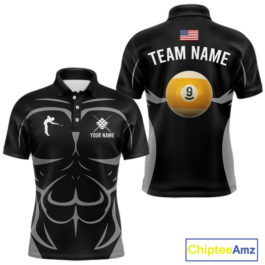 Personalized 9 Ball Pool Team Shirts For Men Custom Billiard Jersey Polo & Quarter Zip TDM5208