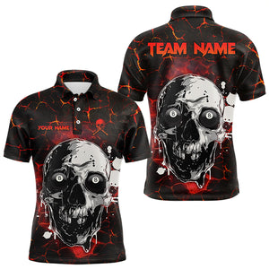 Personalized Red Crack Grunge Skull Men Billiard Shirts, Funny Billiard Shirts Pool Team Jerseys TDM3224