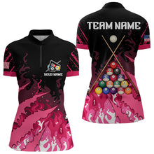 Load image into Gallery viewer, Custom Pink And Black Billiard Polo &amp; Quarter Zip For Women, 3D Billiard Team Shirts Pool Jerseys TDM3225