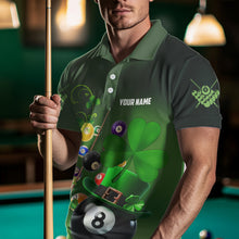 Load image into Gallery viewer, Green Luckiest Shamrock 3D Billiard Balls Pool Shirts For Men Custom St Patrick Day Billiard Jersey TDM3569