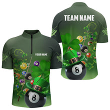 Load image into Gallery viewer, Green Luckiest Shamrock 3D Billiard Balls Pool Shirts For Men Custom St Patrick Day Billiard Jersey TDM3569