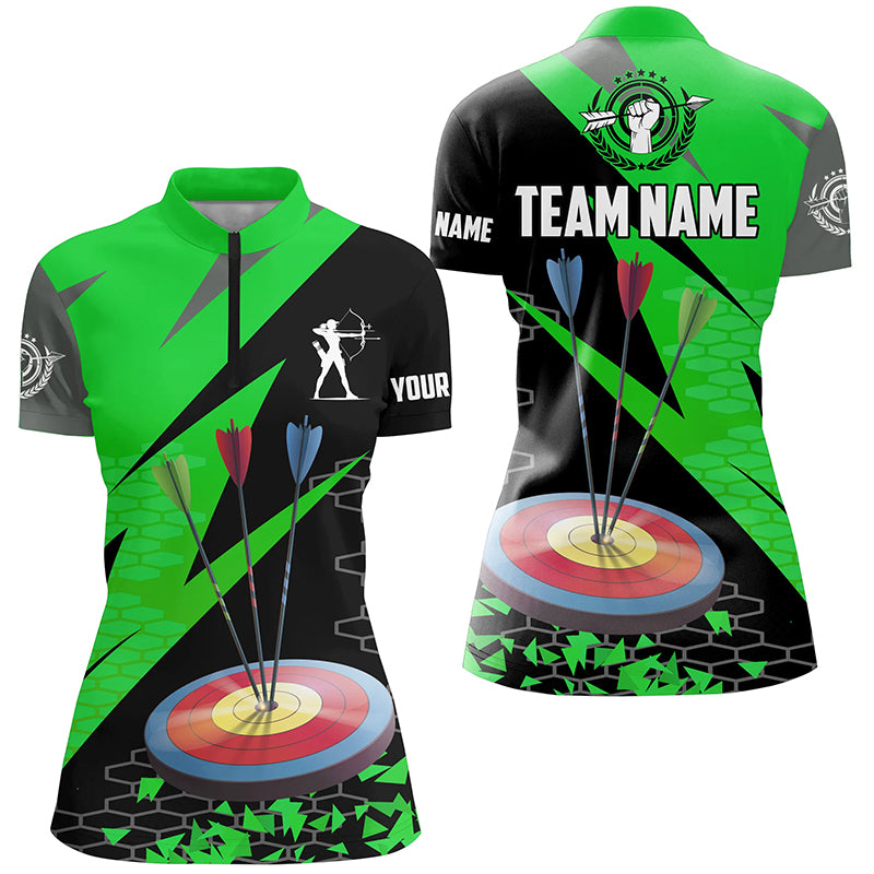 Personalized Archery Arrows 3d Women Quarter-Zip Shirts, Hunting Bow Archery Jerseys Shirts |Green TDM1237