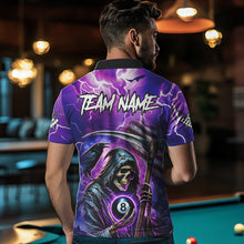 Load image into Gallery viewer, Death Skeleton Purple Galaxy Thunder Lightning Billiard Shirt For Men Custom 8 Ball Billiard Jersey TDM3725