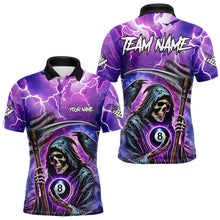 Load image into Gallery viewer, Death Skeleton Purple Galaxy Thunder Lightning Billiard Shirt For Men Custom 8 Ball Billiard Jersey TDM3725