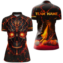 Load image into Gallery viewer, Personalized Orange Skull Billiard Shirts For Women Custom Fire Billiard Balls Team Jerseys Attire TDM1617