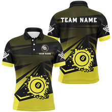 Load image into Gallery viewer, Personalized Grunge 8 Ball Pool Billiard Shirts For Men Custom Name Yellow Black Billiard Jerseys TDM2022