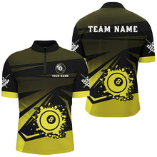 Load image into Gallery viewer, Personalized Grunge 8 Ball Pool Billiard Shirts For Men Custom Name Yellow Black Billiard Jerseys TDM2022
