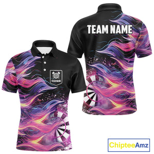 Funny Pink Flame Dart Shirt With Pocket Option For Men Custom Darts Jersey TDM4353