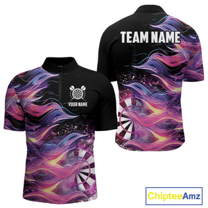 Funny Pink Flame Dart Shirt With Pocket Option For Men Custom Darts Jersey TDM4353