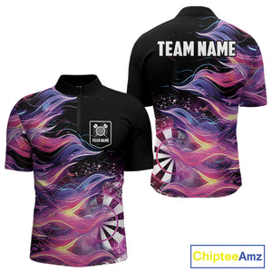 Funny Pink Flame Dart Shirt With Pocket Option For Men Custom Darts Jersey TDM4353