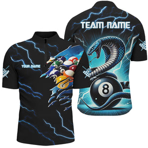 Blue Lightning Thunder Custom Cobra Snake 8 Ball Billiard Shirts, Men Billiard League Team Jerseys TDM2745