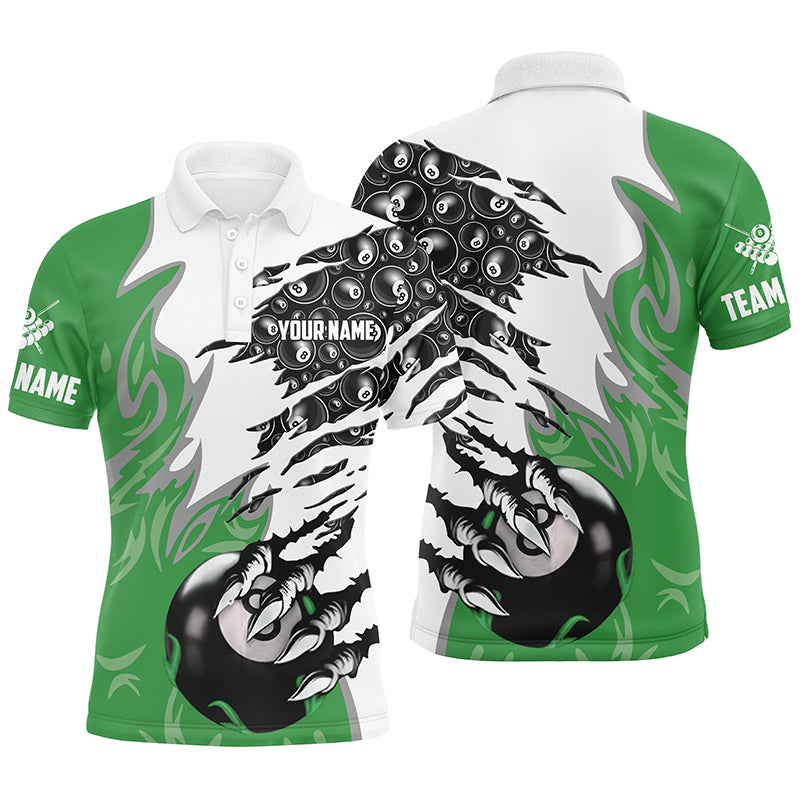 Personalized Claw 8 Ball Pool Green 3D Billiard Polo Shirts For Men Best Billiard Apparel Clothing TDM0576