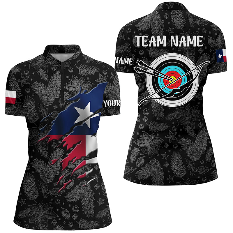 Personalized Funny Christmas Texas Archery Women Quarter-Zip Shirt, Archery Christmas Shirts TDM0580