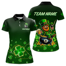 Load image into Gallery viewer, Personalized Funny Green Luckiest Shamrock Women Billiard Shirt Custom St Patrick Day Billiard Jersey TDM3426