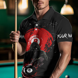 Black And Red Grunge Death Skeleton 8 Ball Billiard Shirt For Men Custom Cool Billiard Team Jersey TDM3433